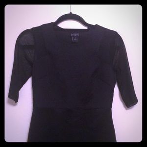 Sheer sleeved, black dress